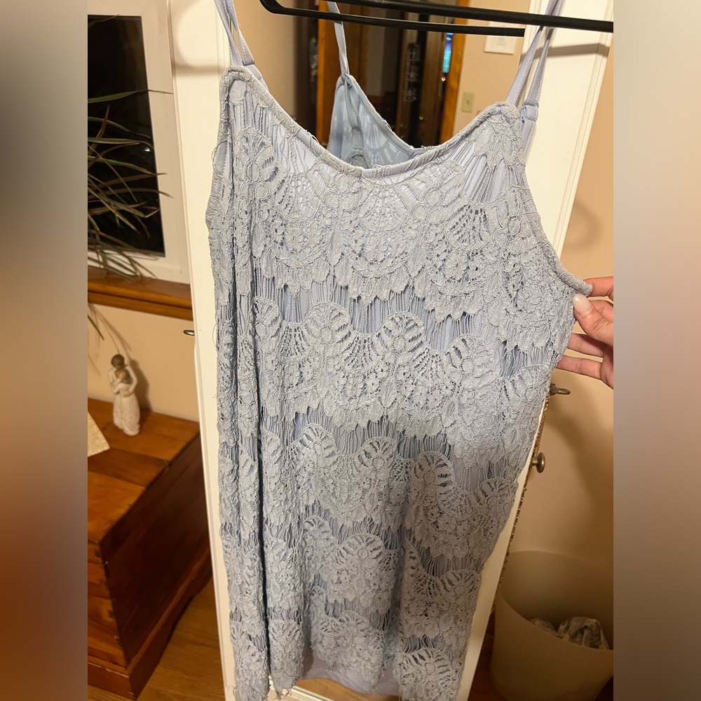 Baby Blue Lace Slip S